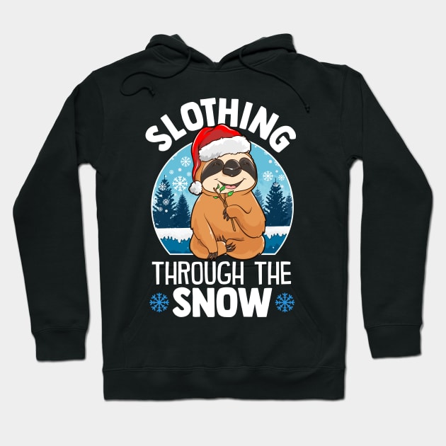 Cute & Funny Slothing Through The Snow Christmas Hoodie by theperfectpresents